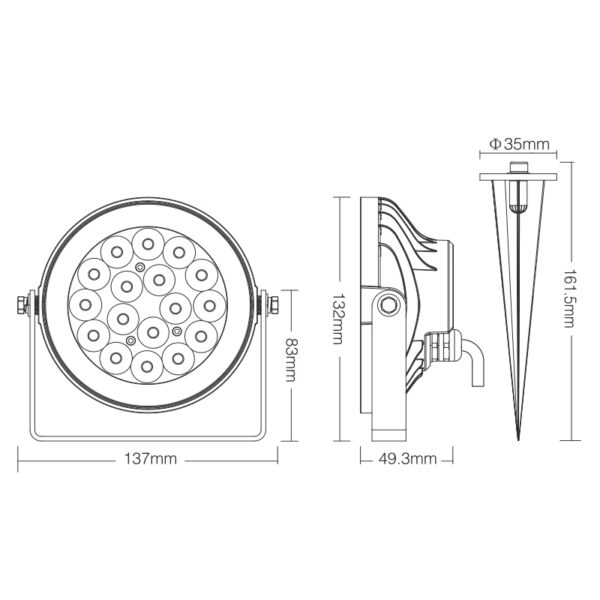 LED-Außenstrahler Larry 9W RGBCCT mit Erdspieß