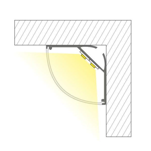 LED Eckprofil mit Abdeckung | 30mm | Rund | 1m