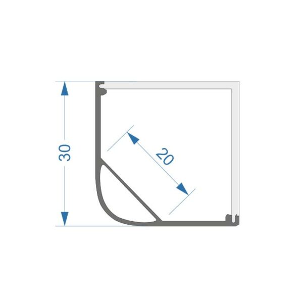 LED Eckprofil mit Abdeckung | 30mm | Eckig, 1m