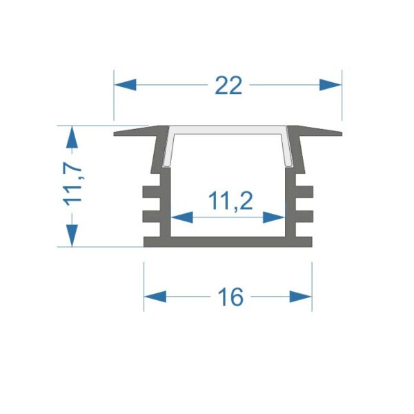 LED Alu Einbauprofil mit Abdeckung 1m