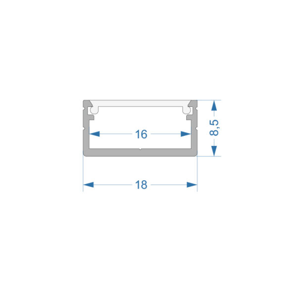 LED Profil mit Abdeckung | flach | 1m